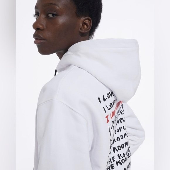 NWT The Kooples White Graphic Logo Hoodie I Love The Kooples – Size XL - Picture 9 of 9